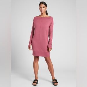 Athleta Studio Barre Pink Sweatshirt Dress Large